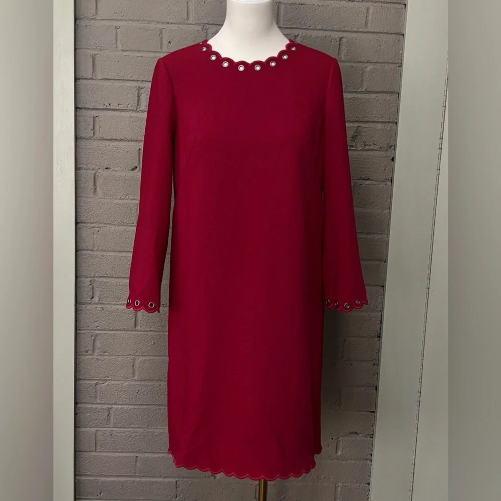 Kate Spade burgundy scalloped grommet dress 8